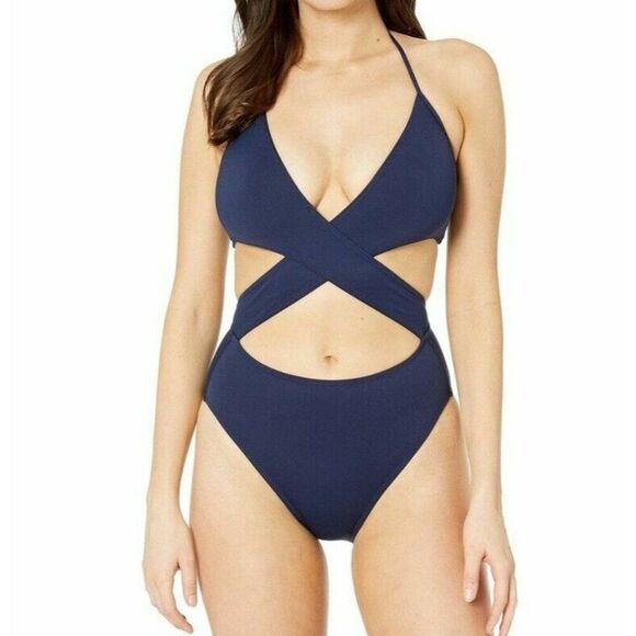 Vince Camuto Size 8 Surf Shades wrap one piece Deep Sea Swimsuit - New - Picture 1 of 6